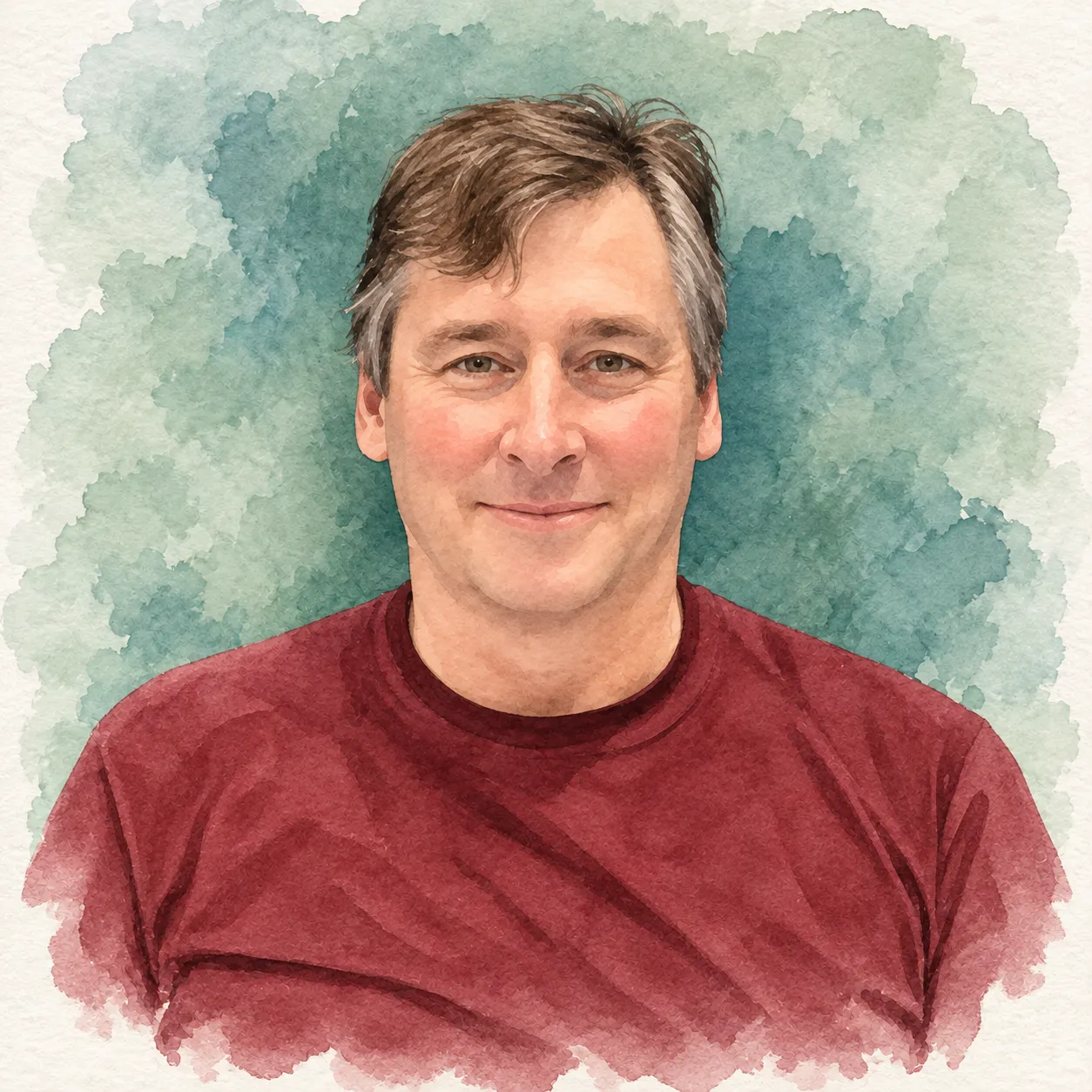 Watercolour portrait of Greg Reader