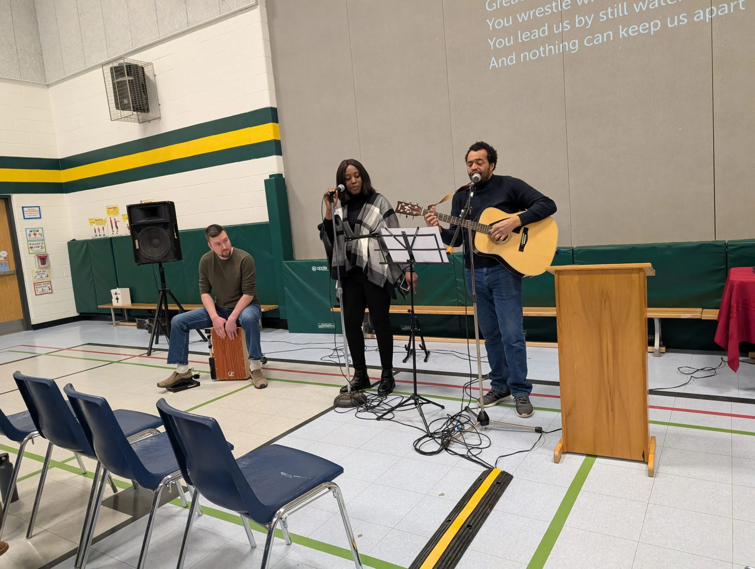 Worship team leading songs on a Sunday morning